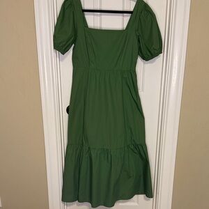 Astr Green Maxi Dress with Puff Sleeves